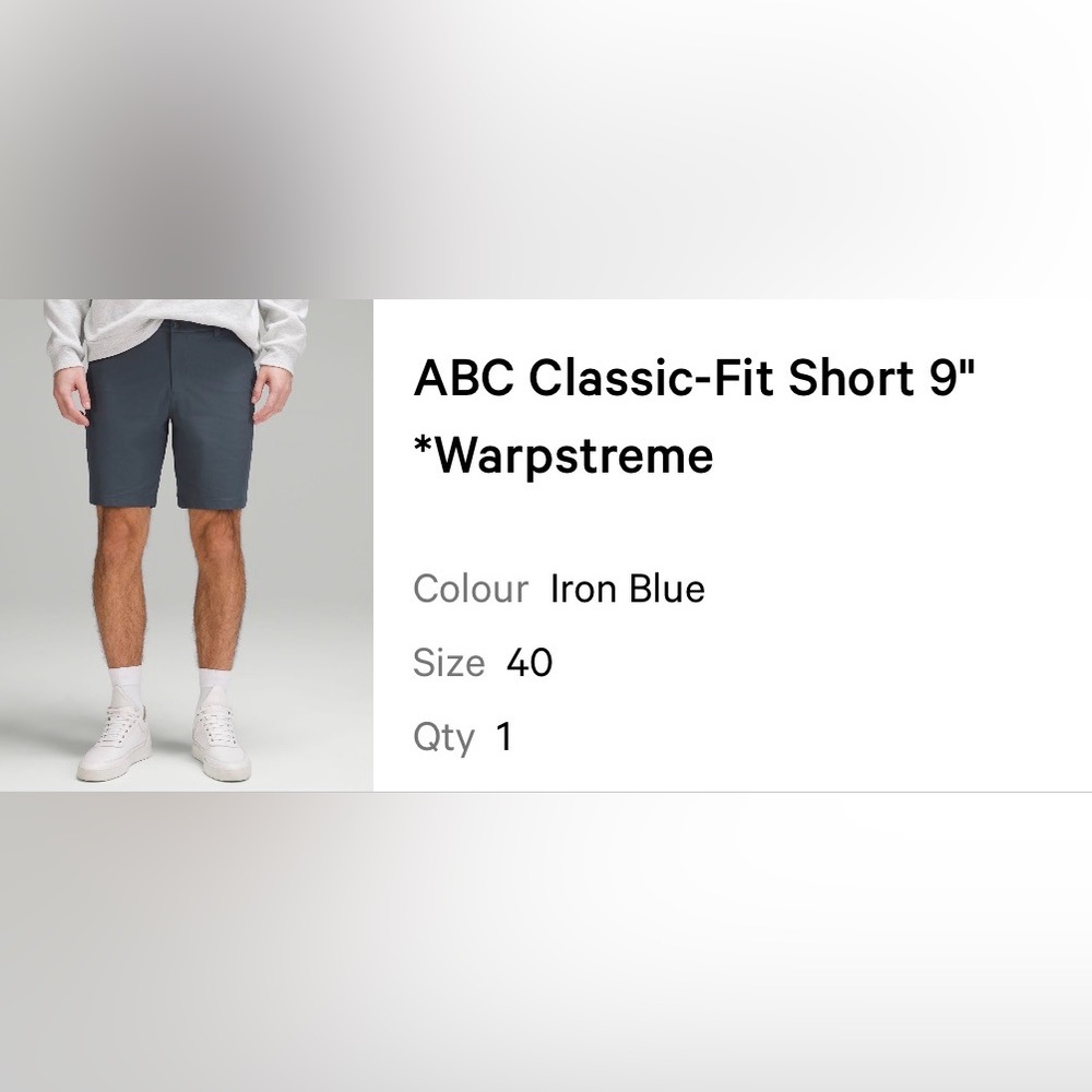 lululemon athletica ABC Classic Fit 9" Navy Men's Shorts NWT Size 40